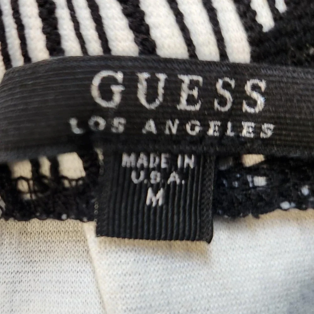 Guess Los Angeles Skirt Medium Black White‎ Patterned Mini Skater Dark Fairy